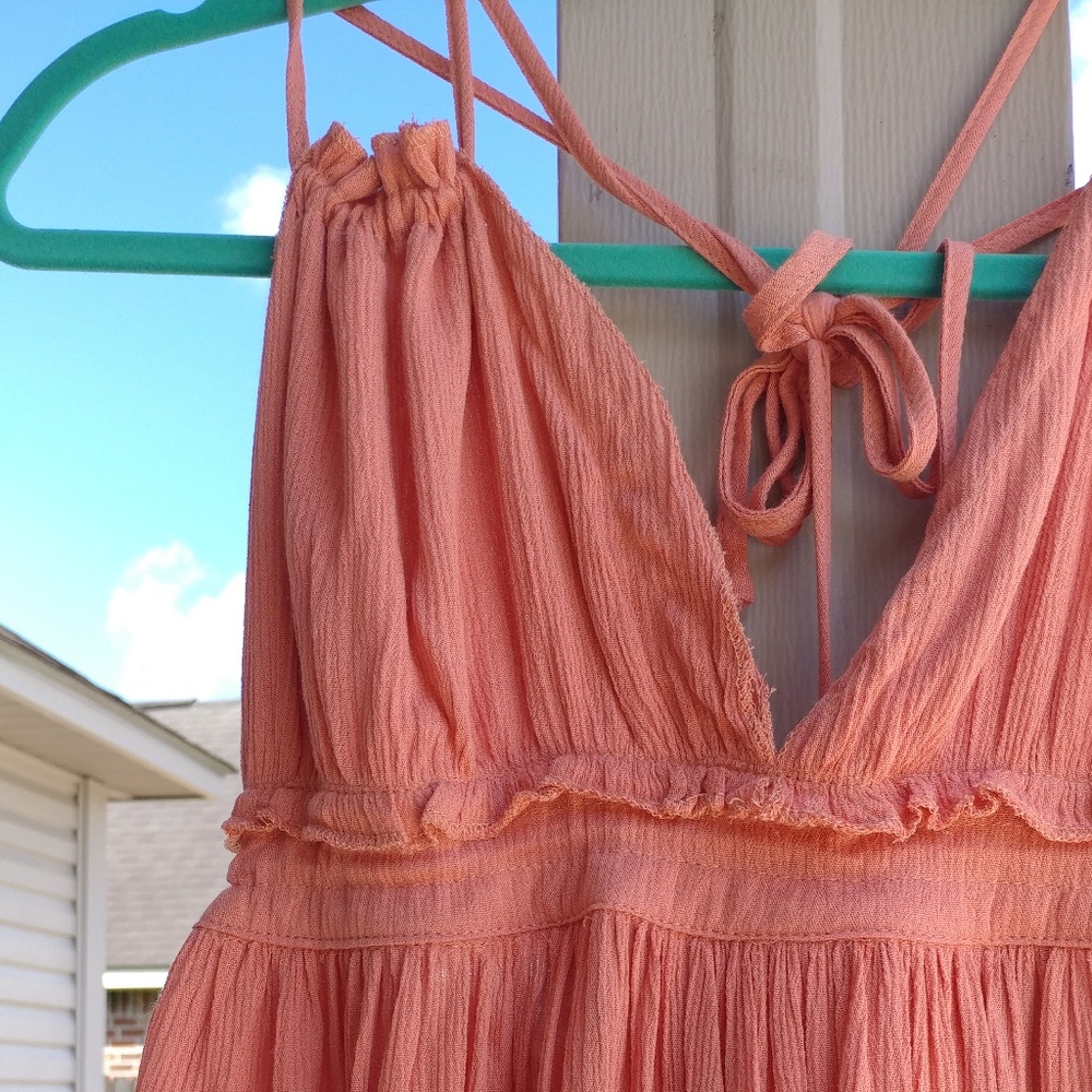 🆕 Dusty Coral~Boho Halter Mini Dress - Picture 2 of 6